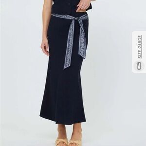 NWOT Current Air Dark Blue Maxi Skirt with Decorative Belt